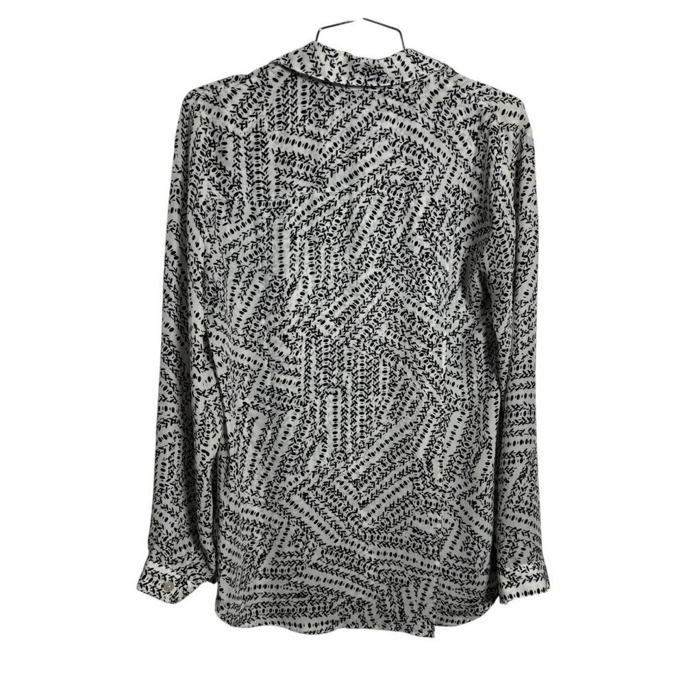 CAbi Printed Leaf Blouse Women’s Size Small Style #3255 black white button down - Picture 4 of 7